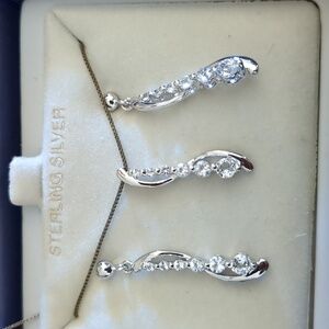 NEW Sterling Silver Chain Necklace & Earring Set